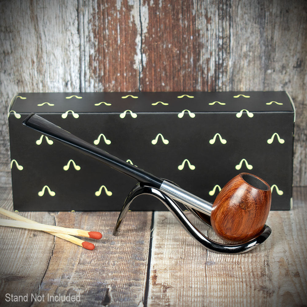 Smoke-King Straight Smoking Pipe African Poa Rosa Wood Egg Bowl - Image 3